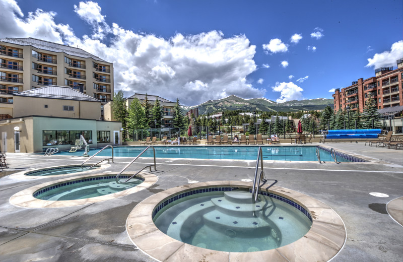 The largest outdoor pool in Breckenridge with views of Breckenridge Ski Resort