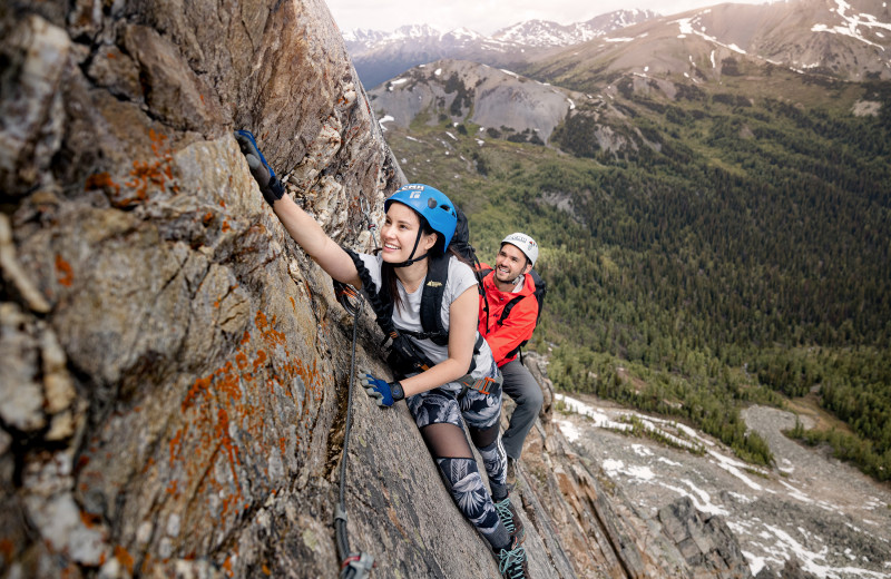 Rock climbing at CMH Bugaboos Lodge.