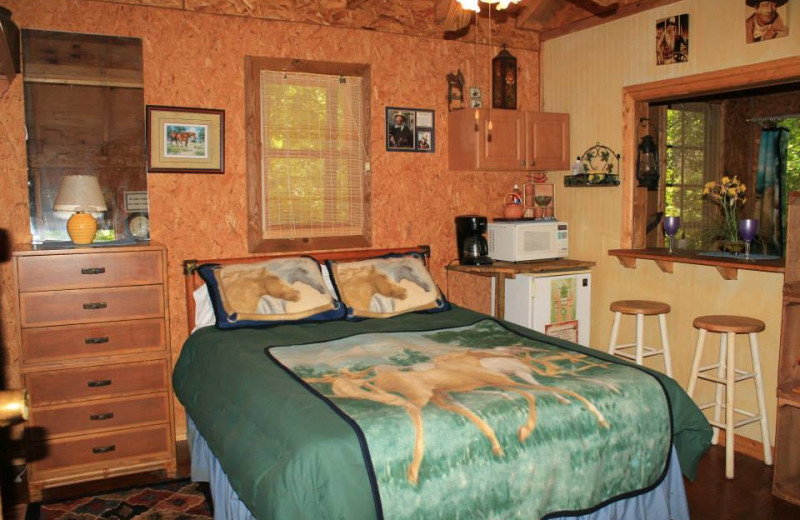 Cabin bedroom at Mountain Rest Cabins and Campground.