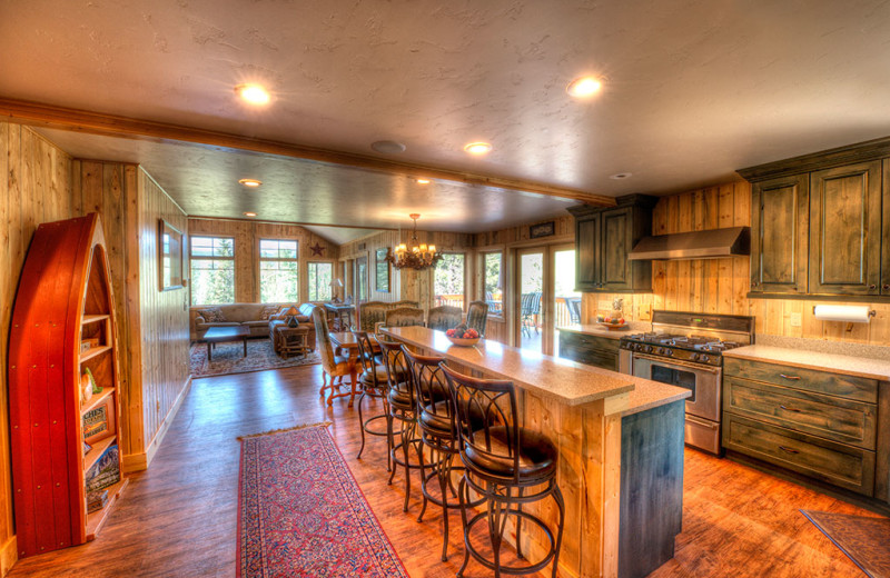 Cabin kitchen at Wild Skies Cabin Rentals.