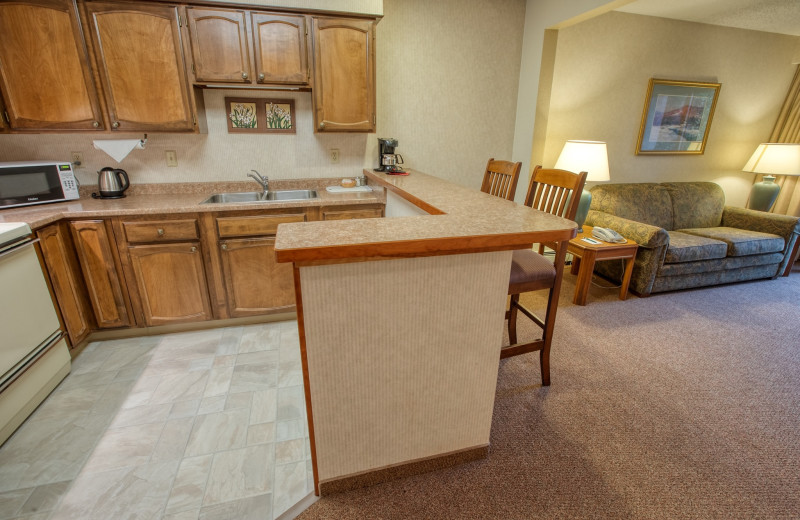 Guest kitchen at Sophie Station Suites.