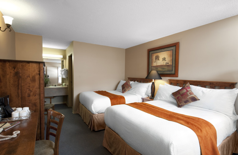 Guest room at Maligne Lodge.