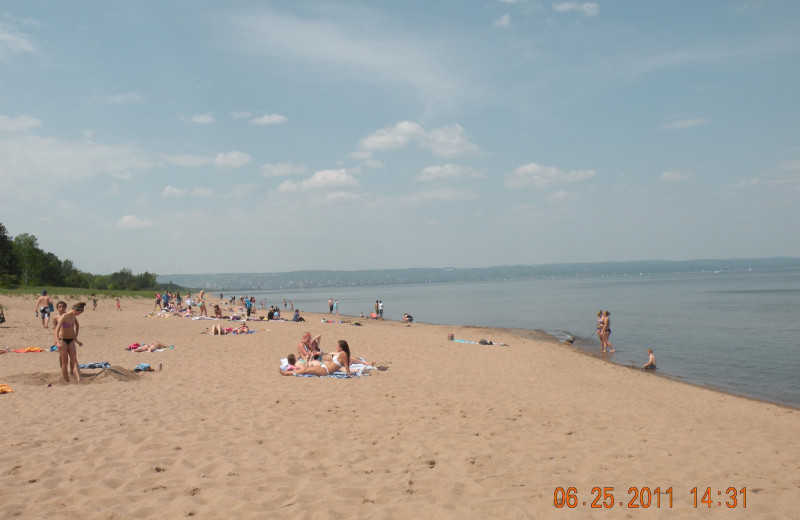 The beach near Comfort Suites Canal Park.
