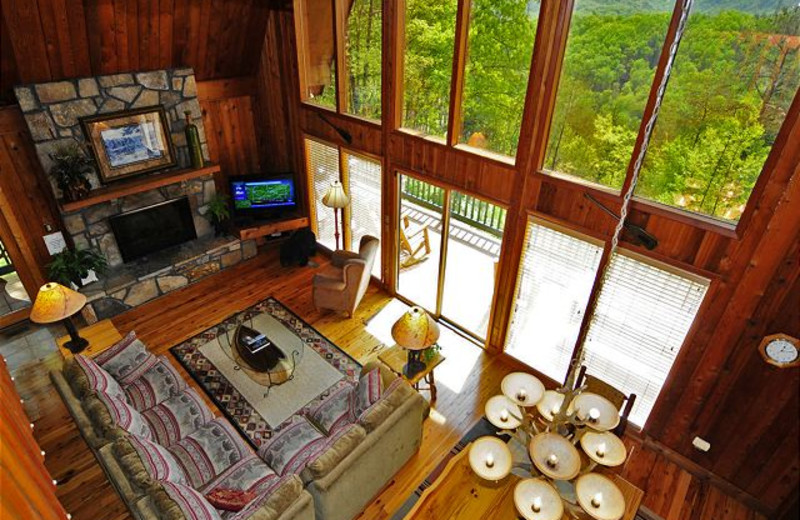 Rental living room at Chalet Village.