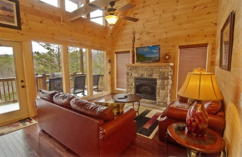 Cabin living room at Accommodations by Parkside Resort.