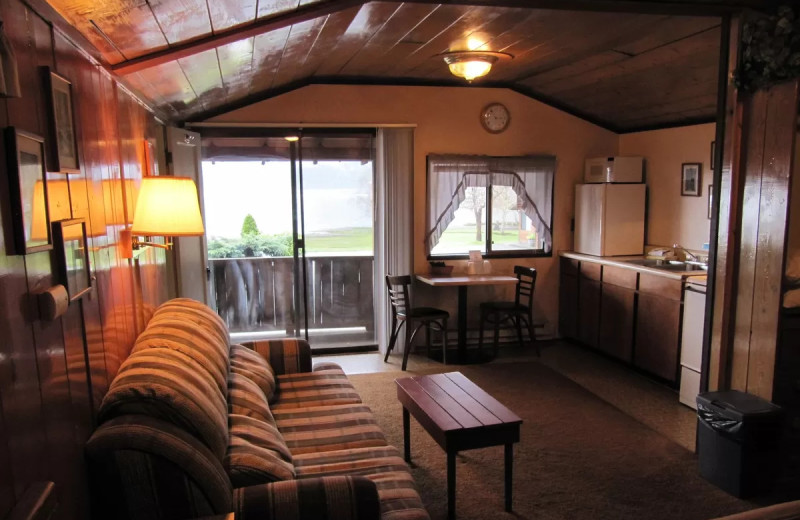 Cabin living room at Rain Forest Resort Village.