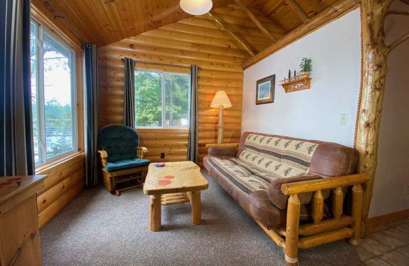 Cabin living room at Upper Cullen Resort.