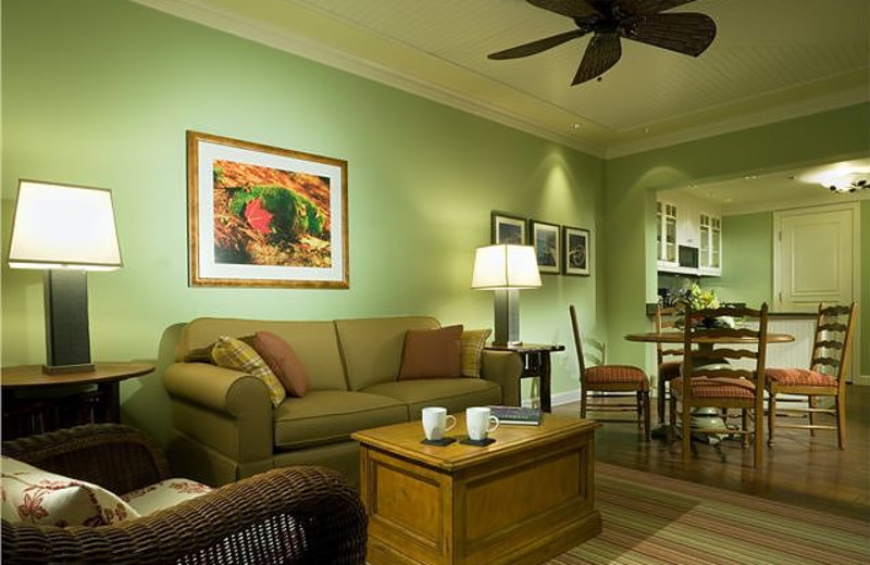 Suite living room at JW Marriott The Rosseau Muskoka Resort & Spa.