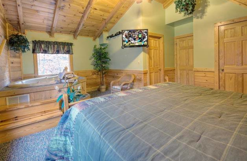 Cabin bedroom at Eagles Ridge Resort.