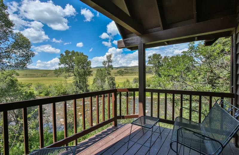 Cabin balcony at The Glen Eden Resort.