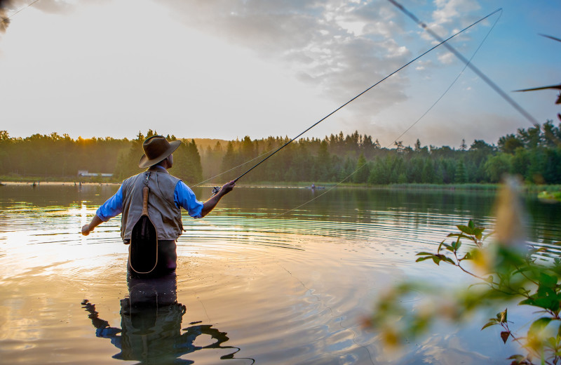 Fishing at Unity College Sky Lodge.