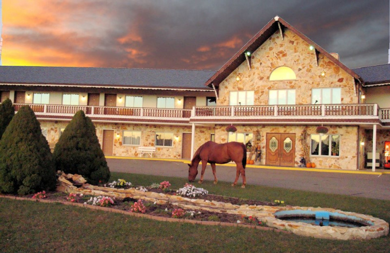 Exterior view of Guggisberg Swiss Inn/Amish Country Riding Stables.