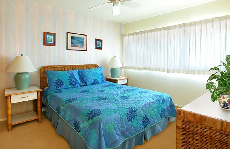 Vacation rental bedroom at Wailua Bay View Condos.