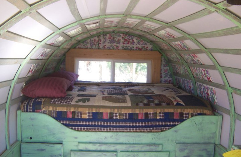 Wagon bed at K3 Guest Ranch.