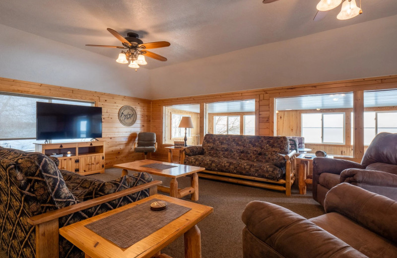 Cabin living room at Barky's Resort.