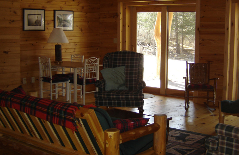 Cabin living room at Buckhorn on Caribou Lake.