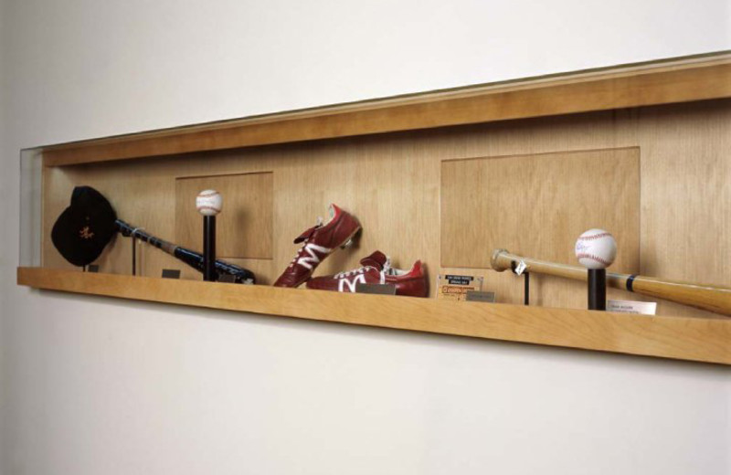 Baseball memorabilia decorate Omni San Diego Hotel.