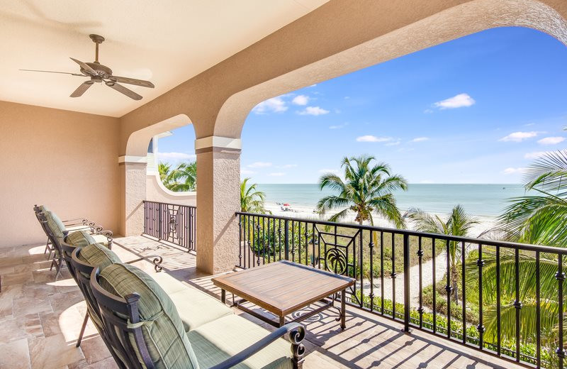 Rental balcony at Sun Palace Vacation Rentals.