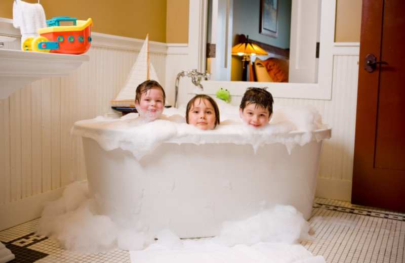Children taking at bath at Tamarack Lodge.