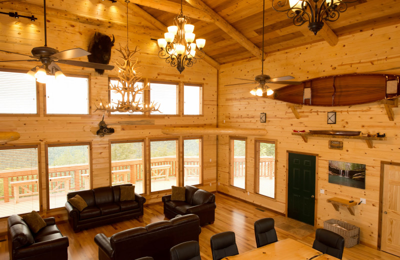 Cabin living room at Buffalo Outdoor Center.