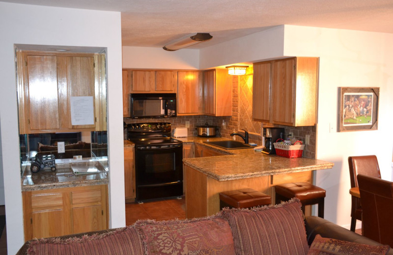 Rental kitchen at Cozy Mountain Condo (AMM Properties).
