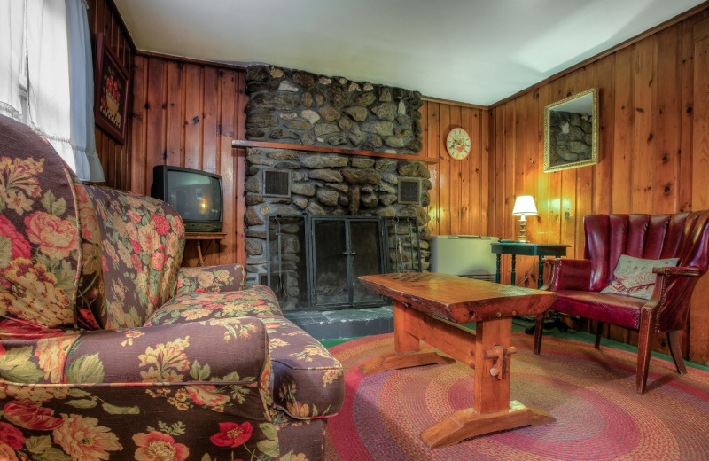 Cottage living room at Cottage Place on Squam Lake.