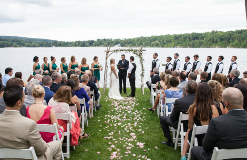 Lakeside wedding ceremony at Interlaken Resort & Conference Center.
