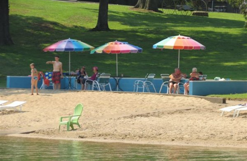 Relaxing on the beach at Shawnee Bay Resort.