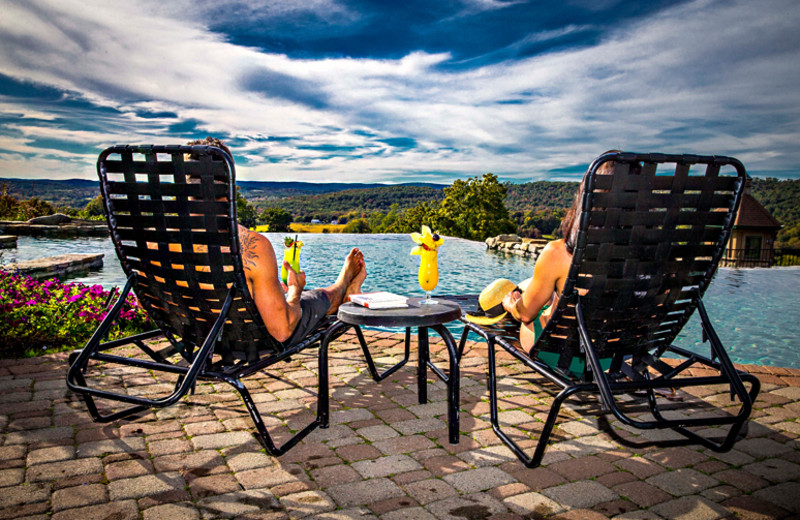 Relaxing by the pool at Minerals Hotel.