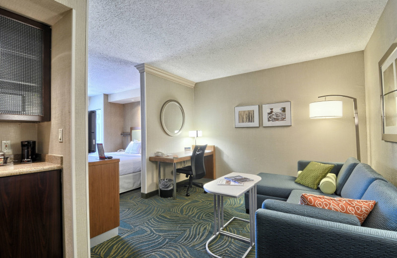 Guest room at SpringHill Suites Detroit Southfield.