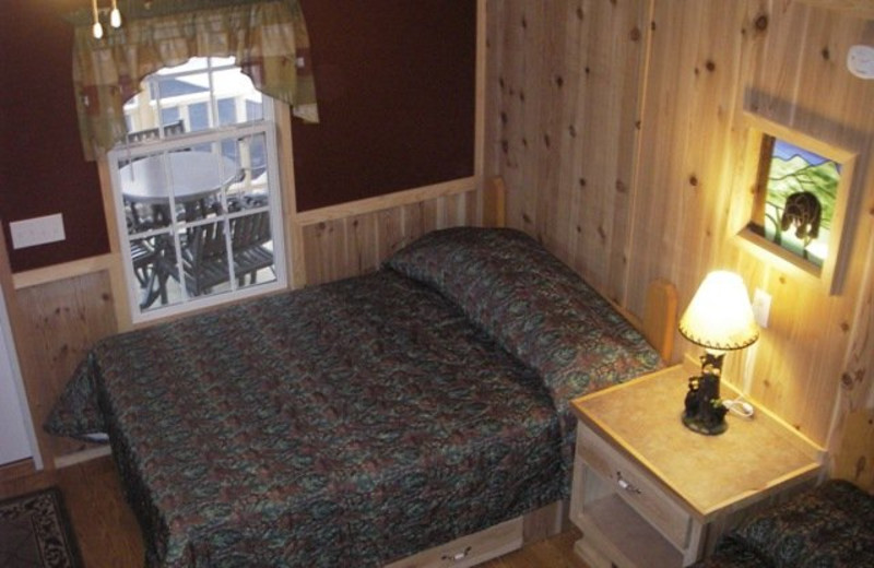 Cabin bed at Darien Lake Resort.