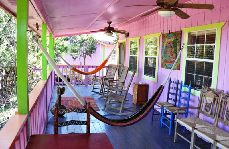 Cabin deck at Lost Parrot Cabins.