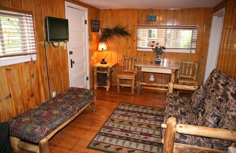 Cottage living room at Lazy R Cottages.