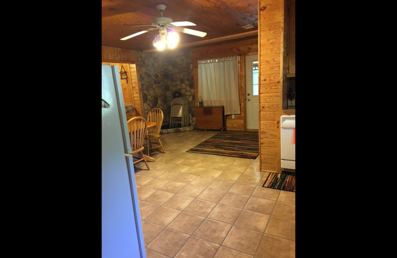 Cabin kitchen at Linder's HideAway Cabins.