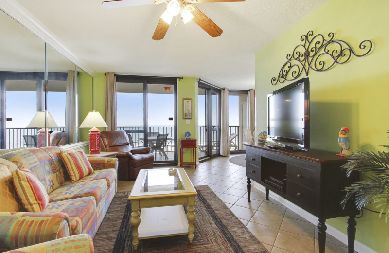 Rental living room at Gulf Coast Beach Getaways.