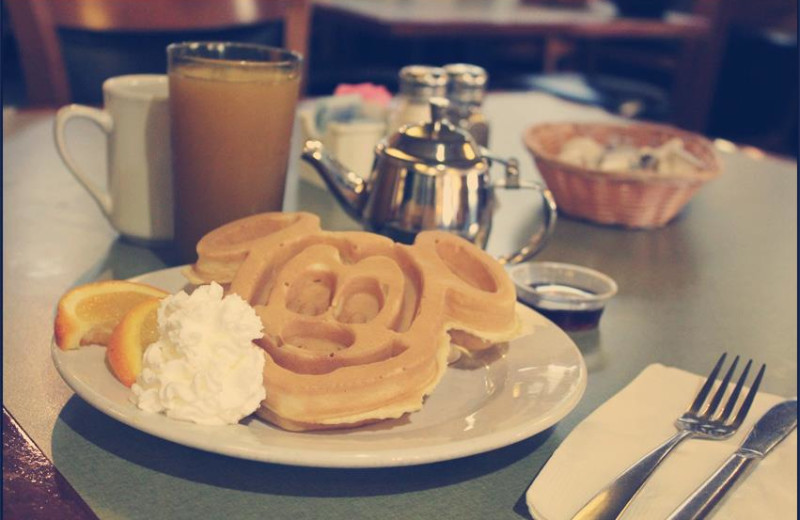 Mickey Mouse waffles served at the Plaza Garden Restaurant at Rosen Inn at Pointe Orlando.