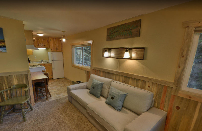 Cabin interior at Workshire Lodge.