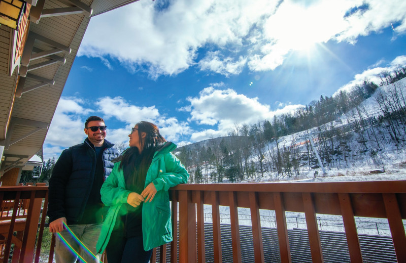 Guest balcony at Hunter Mountain Ski Resort.