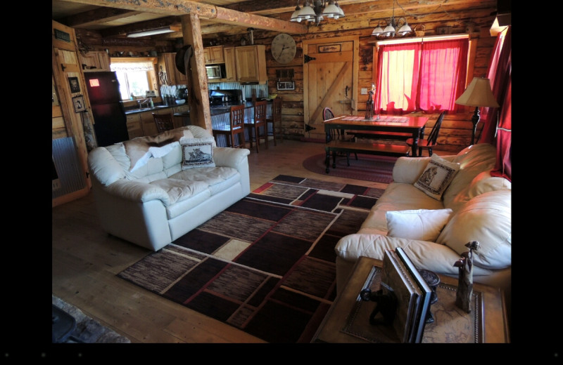 Cabin living room at Canyonlands Lodging.