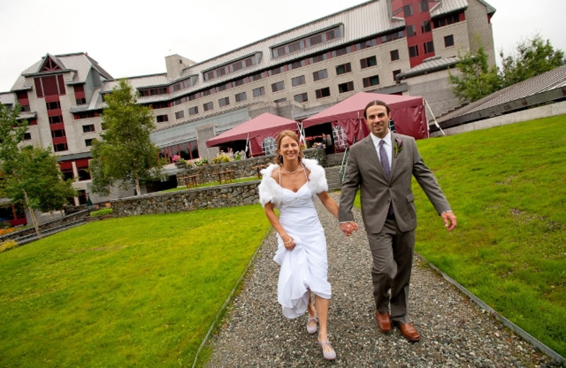 Wedding couple at Alyeska Resort.