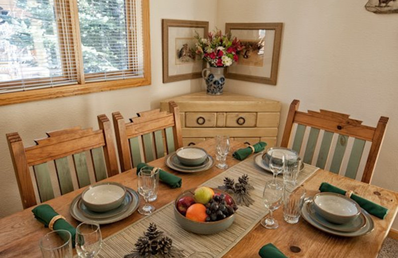 Cabin dining room at Rams Horn Village Resort.