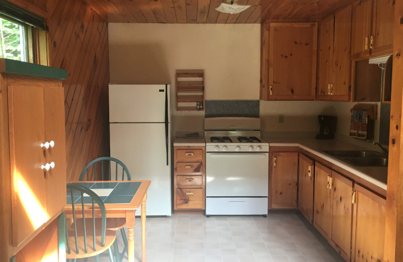 Cabin kitchen at Golden Eagle Lodge.