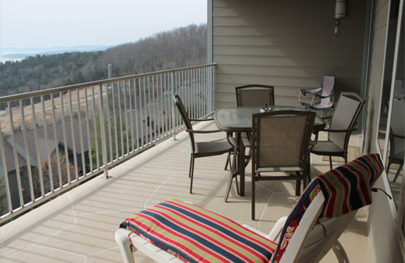 Rental balcony at Treehouse on the Lake.