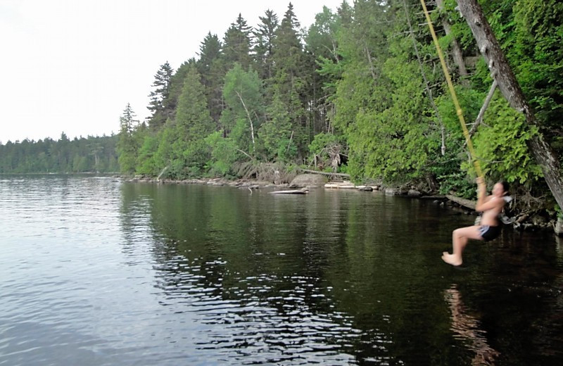 Lake swing at Grant's Camps.