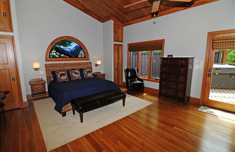 Rental bedroom at Chalet Village.