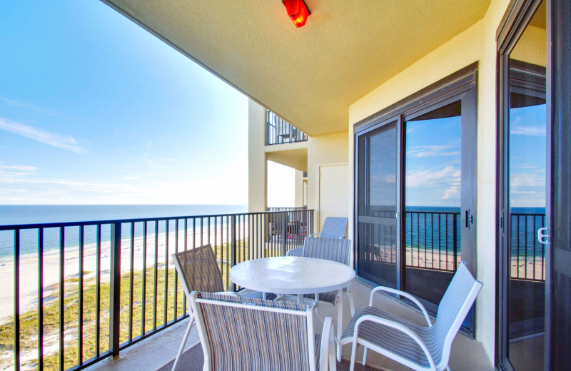 Rental balcony at Gulf Coast Beach Getaways.