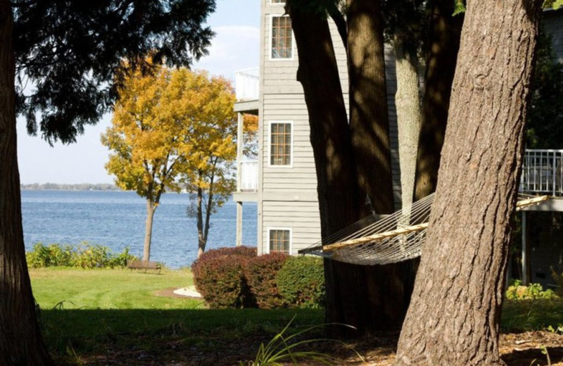 Inn view with lake at Bay Shore Inn.