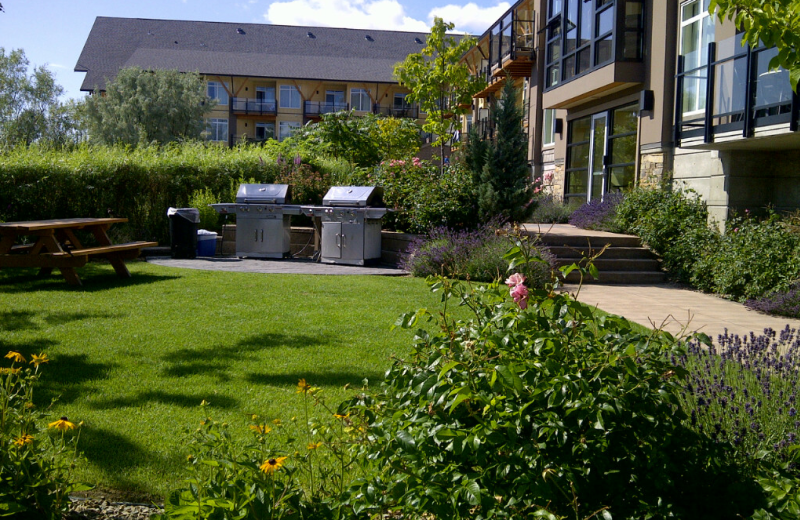 Picnic table and BBQ at Summerland Waterfront Resort.