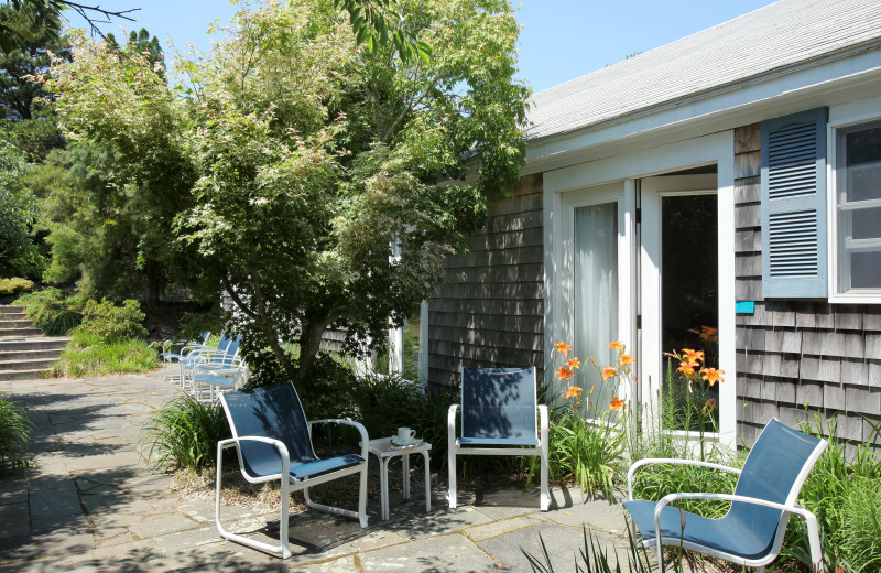 Guest patio area at Pleasant Bay Village.