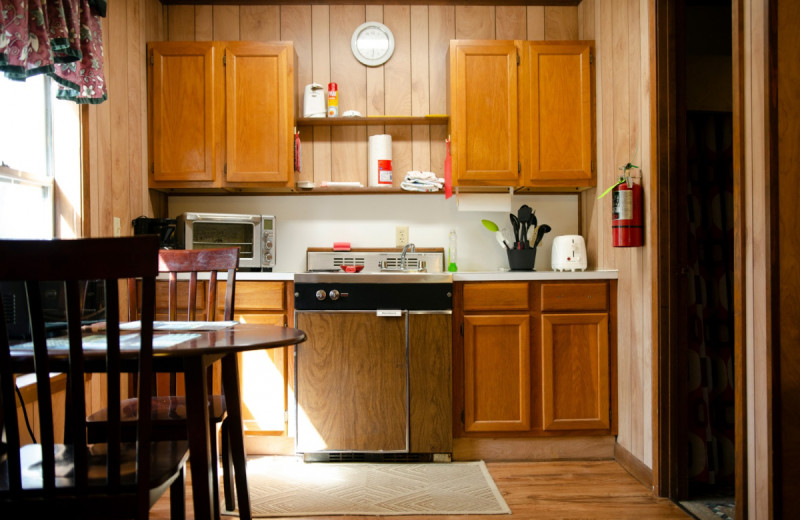 Cabin kitchen at Kel's Kove.